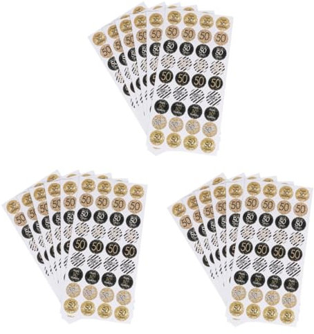 COHEALI 648 Stk Geburtstag Aufkleber Klebehaken Weiß Geschenketiketten Zum 50. Geburtstag Aufkleber Zum Versiegeln Von Süßigkeiten Aufkleber Zum 50. Geburtstag Geburtstagsaufkleber Golden