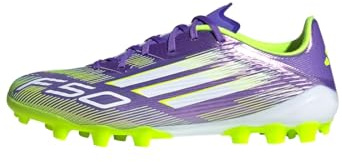 adidas Unisex F50 League Artificial Ground Football Boots, Purple Rush/Cloud White/Lucid Lemon, 10 UK