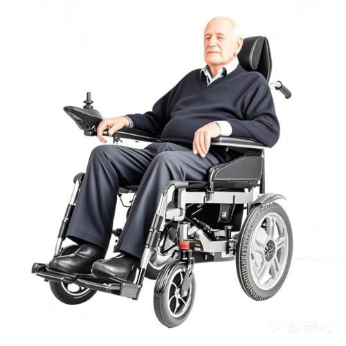 Elektrischer Rollstuhl mit verstellbarer Rückenlehne, 90° und 160° einstellbar, Schwarz