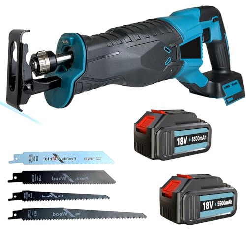 Reciprocating Saw Cordless, 3500SPM Brushless Reciprocating Saw with 2X 3000mAh Battery, 32mm Stroke, 4 Saws Tool-Free Blade Change for Wood & Metal Cutting