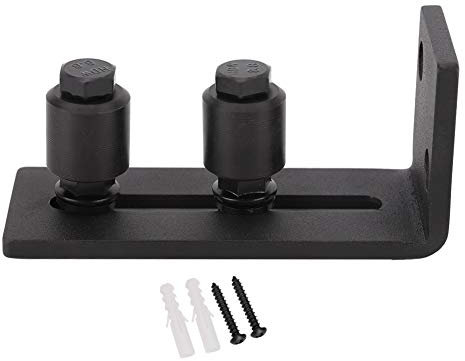 Universal Adjustable Floor Guide, Carbon Steel Sliding Floor Guide Easy to Install Sliding Door Floor Guide with Accessory for 76mm Barn Door 10.5 X 4 X 5cm (Black Ordinary