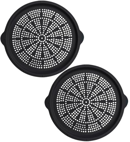 Teglia per pizza in silicone per pizza | Vassoio in silicone resistente alle alte temperature, teglia da 39,9 cm, confezione da 2 pezzi antiaderente con forature, lavabile in lavastoviglie