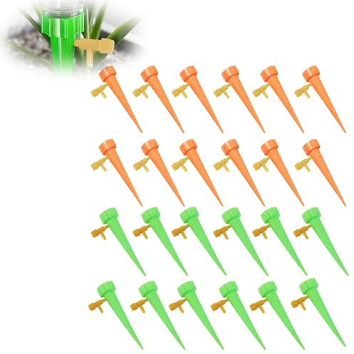 DmDoyy 24 Piezas Riego Por Goteo Automático Kit, Dispensador Agua Plantas Ajustable, Boca de la botella de 1.1 pulgadas