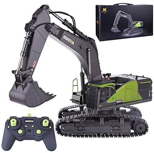 TBRICKFUNR Remote Control Excavator for 1593, 1:14 22CH 2.4G RC Excavator All Terrains Metal Engineering Construction Vehicle with LED Lights and 360° Rotating Cockpit, Gift For Him
