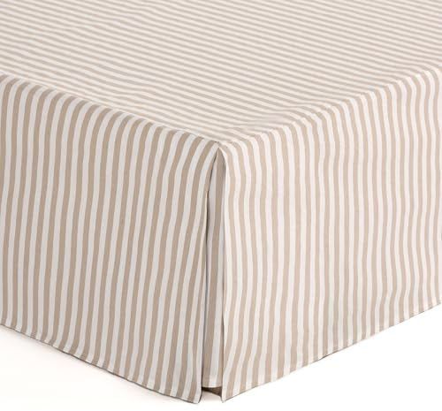 Abdeckung für Boxspringbetten, 180 x 190/200 cm, Bettgestell, 180 cm, gestreift, Beige