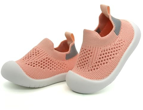 Toddler Baby First Walking Shoes Non-Skid Infant Sneakers Breathable Knitted Mesh Boy & Girls Tennis Shoes Slip-on Soft Sole Indoor Floor Slippers