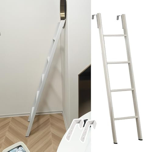 XWJOYW Scala per Letto a Castello da 45/50/55/59/63 per soppalco, Scala salvaspazio in Metallo per Camper, Scala per roulotte, scaletta per Letto a gradini Bianca (116 cm/45)
