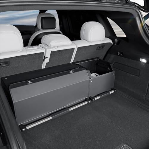 XCF Car Boot Organiser with High-Capacity, Leather Boot Organiser with Lid | 2-in-1 Modular, Push-Pull Handle, ABS Frame Sturdy Car Storage Box, Equipped with partitions, Suitable for SUV, Truck,Sedan