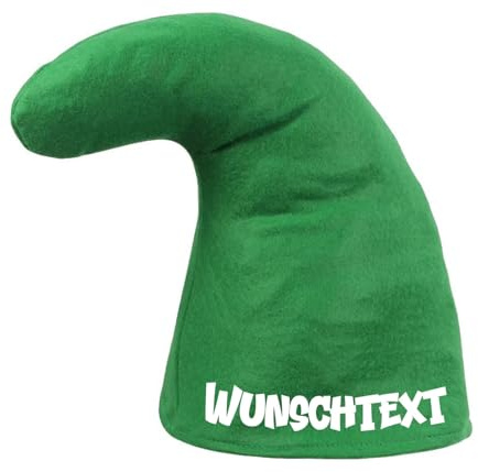 PartyMagix Personalisierte Zwergenmütze, Wichtel-Kostüm Mütze mit Wunschtext, Rot oder Gelb, 35 cm Höhe, 60 cm Durchmesser, für Fasching und Karneval - DTF-176
