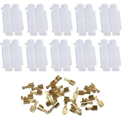Lot de 10 porte-fusibles en ligne 6 x 30 mm avec connecteur à sertir pour applications de fusibles automobiles et sports motorisés (coque noire + borne)