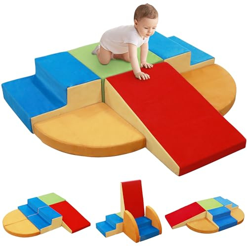 LEWGEE Schaumstoff Bausteine Kinder, Softbausteine, Montessori Spielzeug für Kinder, Waschbare Hülle für Indoor-Spaß, zum Krabbeln & Rollen, Indoor Krabbel Kletter Aktivitäts Spielset