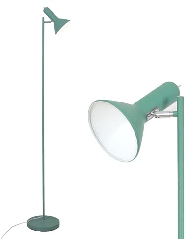 Amdelne Stehlampe Vintage DIYA -Grün, Stehleuchte Wohnzimmer E27 Fassung max. 60W, Höhe 161cm, Metall Industrial Leselampe Standleuchte für Sofa Schlafzimmer Arbeitszimmer Büro, ohne Leuchtmittel
