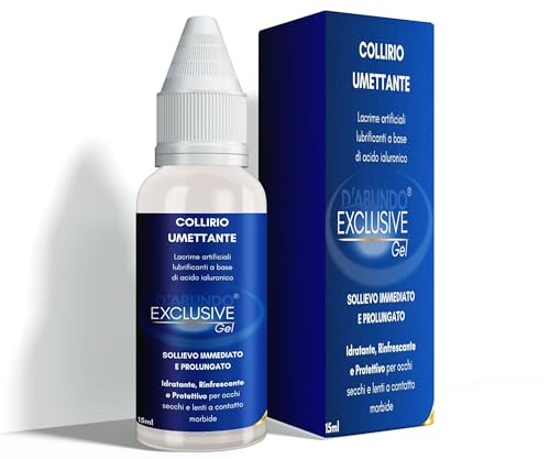 Collirio con Acido Ialuronico 15 ml Maxi Formato | Lubrificante, Rinfrescante, Drenante | Sollievo per Occhi Secchi e Affaticati | Uso Quotidiano | EXCLUSIVE