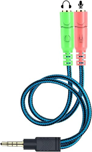 ENVEL Adaptador Divisor de Auriculares,Cable Divisor de Audio Estéreo para Auriculares o Altavoces, Dos 3,5mm Hembra Clavijas de Mic y Audio Separadas 3,5mm Macho Clavijas para PC Xbox One S PS4