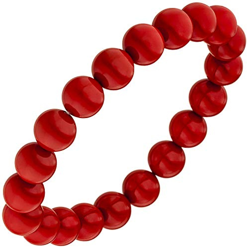 Jobo Damen-Armband mit Muschelkern-Perlen rot 19 cm