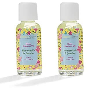 Hassett Green London Honeysuckle & Jasmine Fragrance Oil - Two 30ml Glass Bottles - Suitable for Ultrasonic Diffusers Humidifiers & More