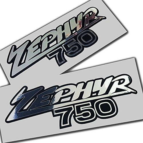 Zephyr 750 Motorrad-Aufkleber, Grafiken, Silberchrom auf schwarzem Vinyl, 2 Stück