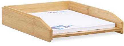 Relaxdays, Natur Dokumentenablage, stapelbar, DIN A4 Papier, Büro, Schreibtisch, Briefablage aus Bambusholz, 6x25x33 cm, Standard