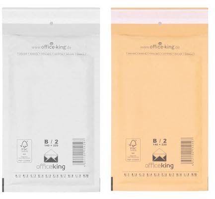 officeking 400 Luftpolstertaschen B/2 | 140 x 225 mm (200 Stück in Braun und 200 Stück in Weiß) - Luftpolster Verpackung Polsterumschläge Briefumschläge gepolstert