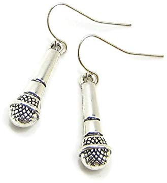 Royal Swan Dynamic Microphone Earrings, 925 Silver Hooks, Sing, Singer, Singing, Musician, 3D Music Jewelry, Gift Under a Tenner, Gift Bag