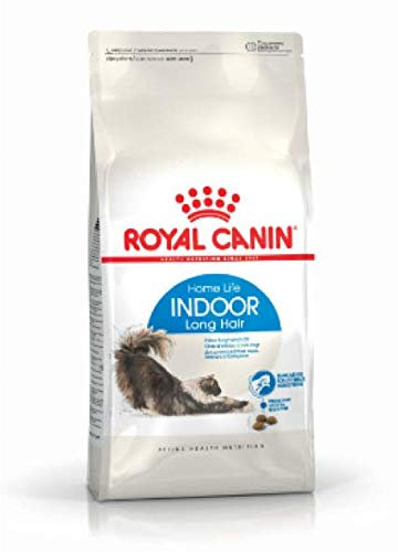Royal Canin Home Life Katzenfutter, langes Haar, für drinnen, 4 kg, mit Hocker, geruchsreduzierend und Moderate Kalorien für Katzen