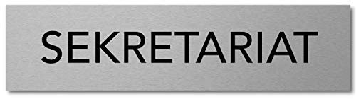 Interluxe Türschild Sekretariat 200x50x3mm, modernes Schild aus Alu, selbstklebend und wiederablösbar für Schule, Home-Office, Büro