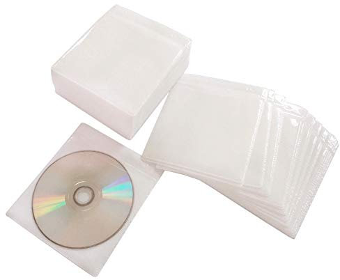 Haplives CD-/DVD/BluRay-Hüllen, doppelseitig, Nachfüllung, Plastikhülle für CD und DVD, 100 Stück weiß