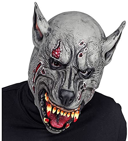 W WIDMANN MILANO Party Fashion 00998 - Vollkopfmaske Werwolf mit Fell, blutig, Horror, Halloween, Karneval, Mottoparty