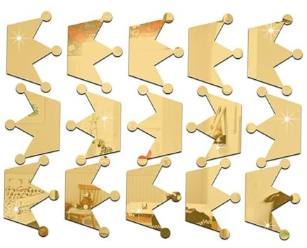 Toyvian Dekorativer Aufkleber 15Pcs 3D Prinzessin Krone Wand Spiegel Oberfläche Wandtattoo Abnehmbare Diy Wandtapete für Kinderzimmer Kinderzimmer Golden Kinderzimmerdekoration