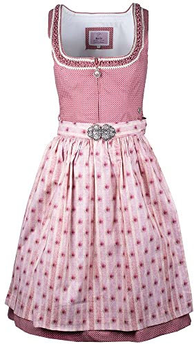 MarJo Dirndl Hanadi Altrosa/Creme | 58er Rocklänge | Blumenschürze | klassicher Stil | Schürze mit Schnalle (36)