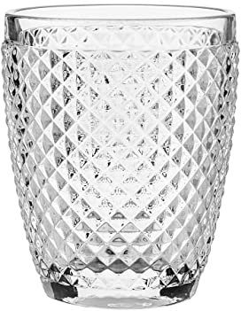 B'GHEST Set 6 uds. Diamante Vaso Bajo Agua/Vino Fabricado en Vidrio. Color Transparente. Capacidad 25 cl. (Tranparente)