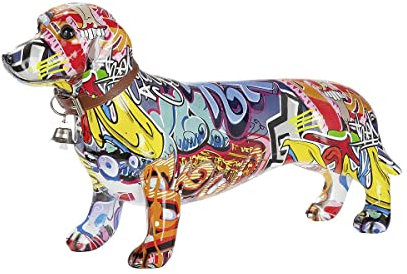 GILDE Dackel Pop Art Graffiti bunt Poly 11,5x36x20cm