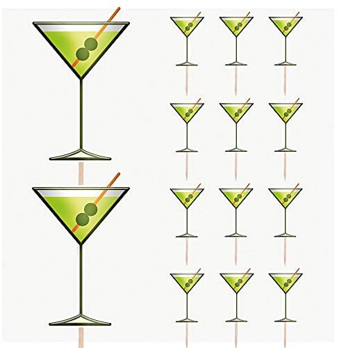 AK Giftshop Martini Birthday Party Food Cupcakes Picks Decorations Toppers (Pack of 14)