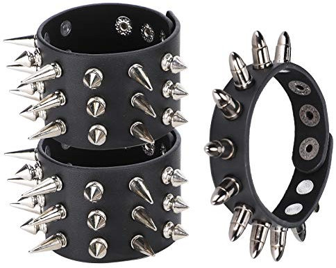 Nietenarmband, Punk Armband Leder Manschette mit Metallnieten für rockige Looks