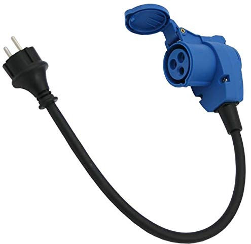 CEE Winkelkupplung Winkelstecker Wohnwagen Wohnmobil Caravan 220V + Schuko Steckdose + 50 cm Kabel 3x2,5 mm²