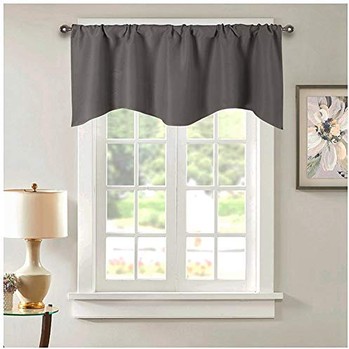 DAIHAN Tenda corta per cucina,soggiorno,piccola finestra,Tende per mobili Piccoli mantovana Oscurante con Isolamento Termico Tende Finestre Prova di Polvere,Grigio1,132x46cm(51x18)(1 Pannello)