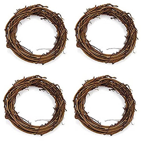 4 Stück Weinreben-Kränze, runde Rattan-Rankenkranz, Girlande für DIY Handwerk, Weihnachten, Feiertag, Party, Dekoration, Hochzeitsbedarf (10 cm)