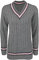 Purple Hanger New Ladies V Neck Cable Knitted Cricket Jumper Womens Stretch Long Sleeve Stripe Top (16-18, Charcoal)
