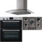 SIA 60cm DO111SS Stainless Steel Double Electric Oven, 70cm SSG601SS 5 Burner Gas Hob With Cast Iron Pan Stands & 70cm CGH70SS Curved Glass Extractor
