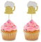 24 PCS Gold Glitter Beer Mug Cupcake Toppers for Baby Shower Wine Hawaii Theme Wedding Party Birthday Party Anniversary Cake Theme Party Decorations Supplies