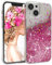 EAZY CASE Hülle kompatibel mit iPhone 13 Mini Schutzhülle mit Flüssig-Glitzer, Handyhülle, Schutzhülle, Back Cover mit Glitter Flüssigkeit, TPU/Silikon, Transparent/Durchsichtig, Pink
