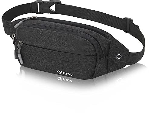 Bauchtasche Gürteltasche für Herren Damen Hüfttasche Sport Wasserdicht Stylisch Hip Bum Waist Fanny Pack für Outdoor Reise Wandern Hundetraining Schwarz