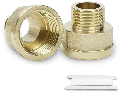 Bwintech 2 Pcs 3/4 Female to 1/2 Male BSP Thread Brass Hex Bushing Reducing Connector for Pipe Connecting Conversion