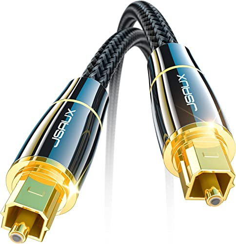 Digitales optisches Audio Toslink Kabel 10FT, JSAUX [24K Gold-Plated, Ultra-Durable] Glasfaserkabel Stecker auf Stecker Kabel kompatibel mit Sound Bar, TV, PS4, Xbox, Heimkino, Samsung