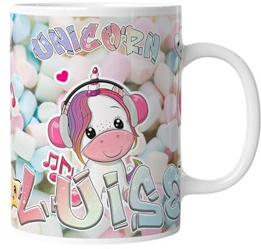 timalo® Kindertasse Einhorn mit Namen bedrucken lassen | Individuelle Tasse mit Wunschname für Mädchen Kinder Motiv Mug-candy3