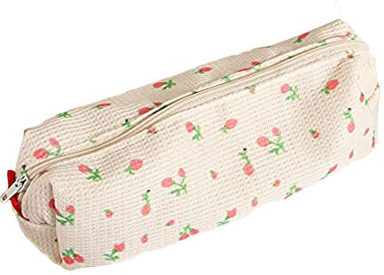 Trousse à crayons simple pour l'école, les petites fleurs - Style frais - Trousse de rangement pour stylos et maquillage - Rose