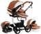 3 in 1 Kombikinderwagen Standardkinderwagen Kinderwagen Reisesysteme Neugeborener Tragbarer Reisewagen Kinderwagen Buggy Faltbarer High Landscape Kinderwagen (518 Khaki)