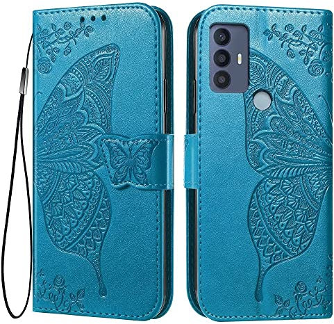 EASSGU Custodia per TCL 305 / TCL 306 / TCL 30E / TCL 30 SE (6.52 Inches) Flip Folio Cover Magnetica per Telefono in Pelle con 3 Slot per Schede 1 Portafoglio, Case - Blu