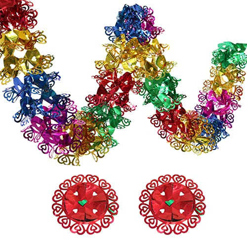 Skystuff 2Pcs Christmas Ceiling Decorations, Christmas Foil Decorations Retro Foil Garland Festive Swirl Hanging Christmas Decorations for Xmas New Year Party Supplies,10ft