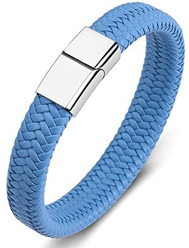 Dsnyu Armreif Männer, Hellblau Armbänder Cool mit Magnet Verschluss, 18.5CM Einfacher Stil Hip Hop Armband für Geliebten